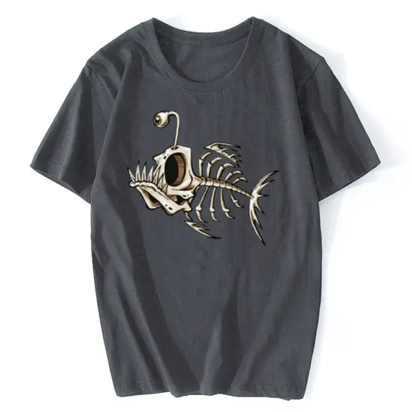Bonefish Skull Deep Sea Fish Skeleton T-Shirt for Men - Image 2