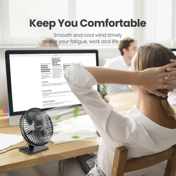 GAIATOP Portable USB Desk Fan 90° Adjustable Quiet Cooling - Image 4