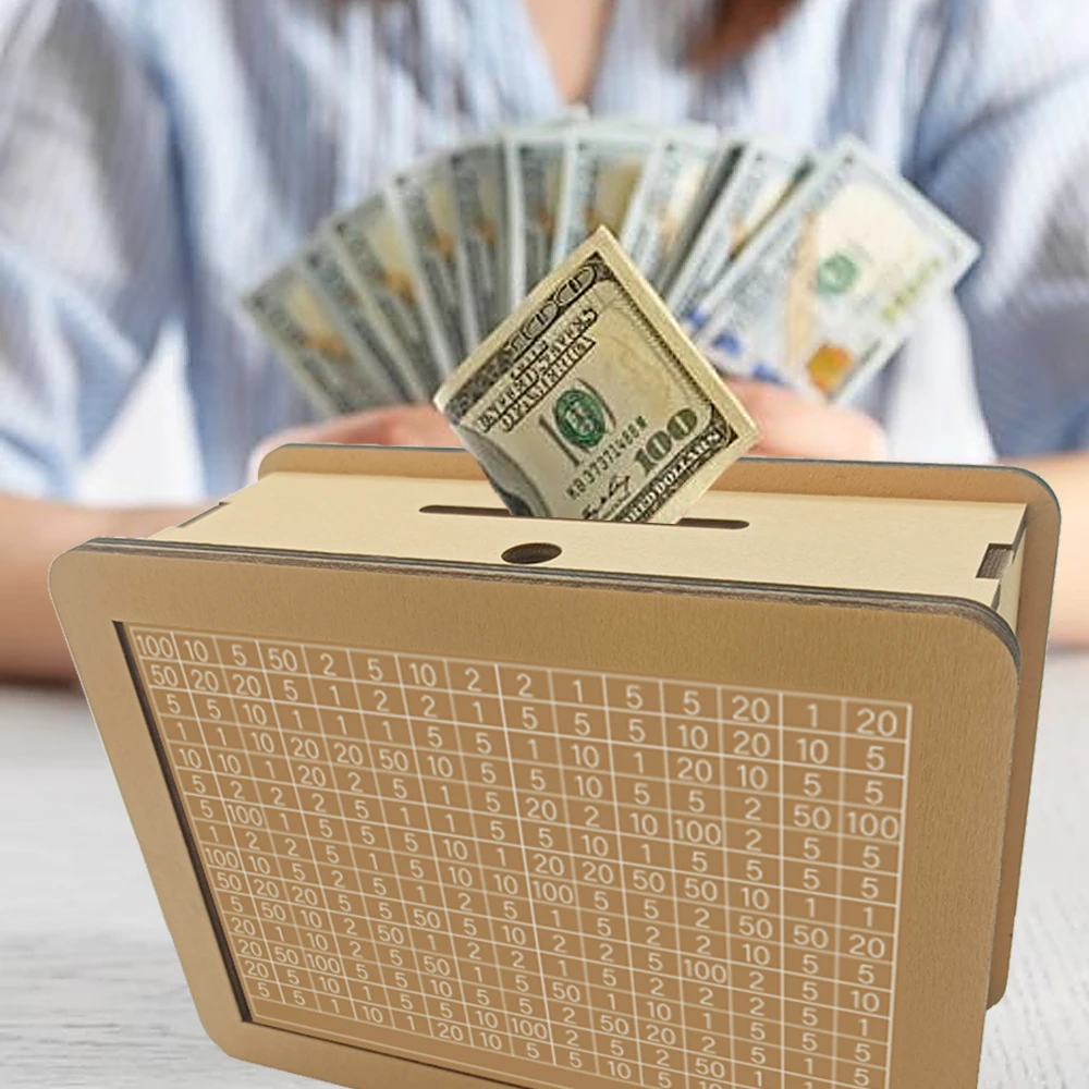 Wooden Cash Savings Box with Currency Target 2 Wooden Cash Savings Box with Currency Target - Image 2