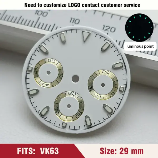 Green Luminous VK63 Watch Dial 29mm for Men - Image 15