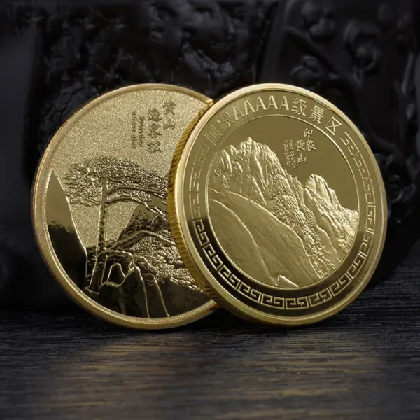 Chinese Mount Huangshan Gold Plated Commemorative Coin - Image 7