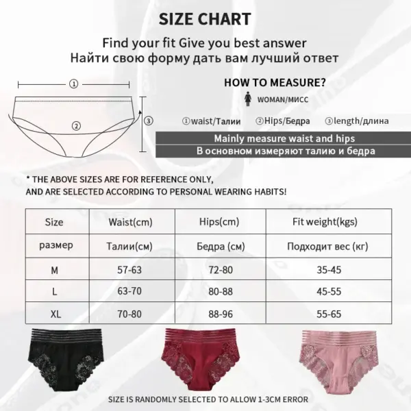 High-Waist Lace Panties 3PCS Set for Women - Image 6