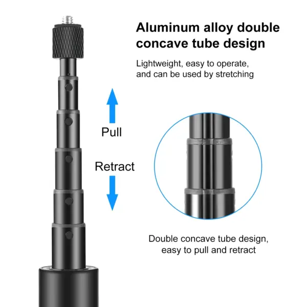 PULUZ Adjustable Aluminum Selfie Stick Tripod for Action Cameras - Image 5