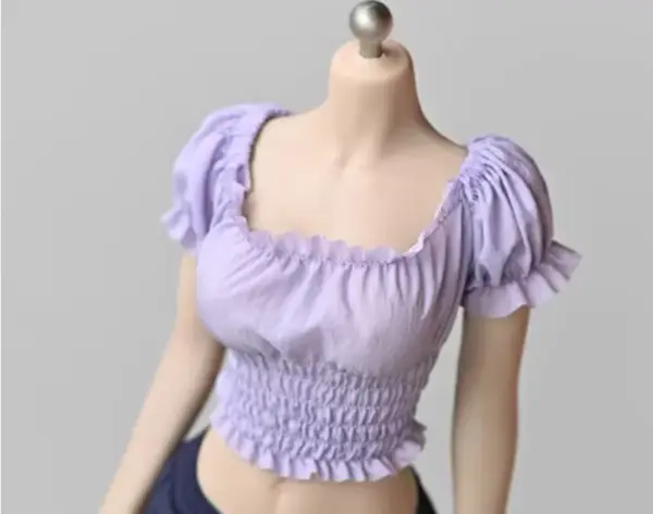1/6 Scale Puff Sleeve Pleated T-Shirt for Action Figures - Image 7