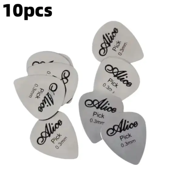 Alice 10Pcs Silver Metal Guitar Picks 0.3mm - Image 7