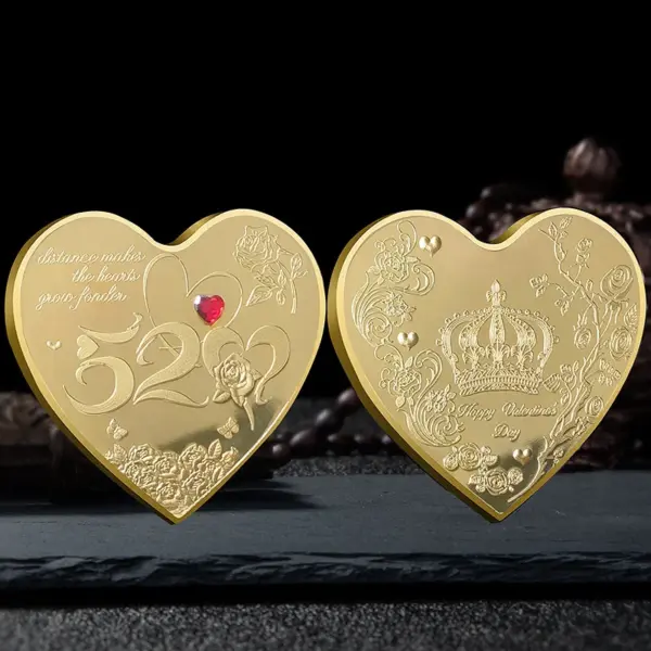 Chinese Style Heart-Shaped Collectible Coin for Valentine's - Image 8
