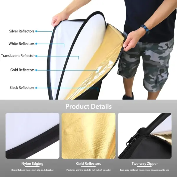 PULUZ 5-Color Photography Reflector Kit 60-110cm - Image 2