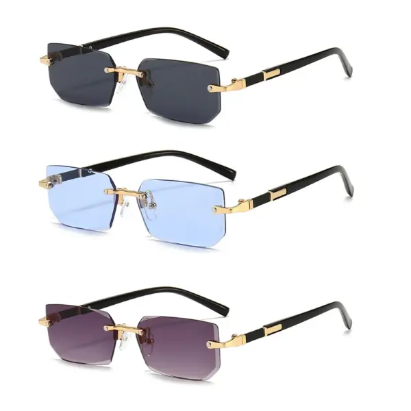 Rimless Rectangle Sunglasses WOMEN Men Summer - Image 12