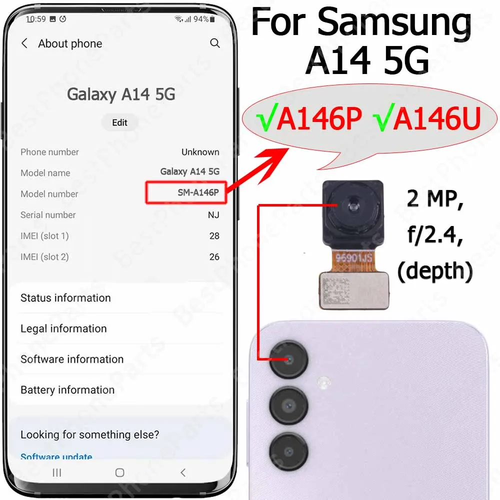 Samsung Galaxy A14 Rear Camera Module A146 Series 9 Samsung Galaxy A14 Rear Camera Module A146 Series - Image 9