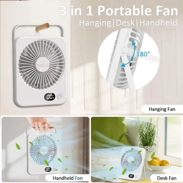 Portable USB Rechargeable Desk Fan with 5 Speeds - Image 2