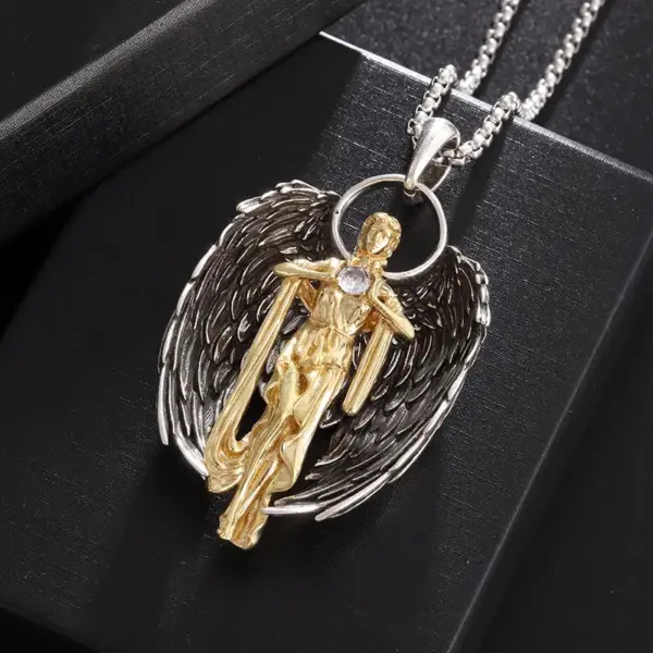 Vintage Gothic Skull Jesus Cross Pendant Necklace - Image 42