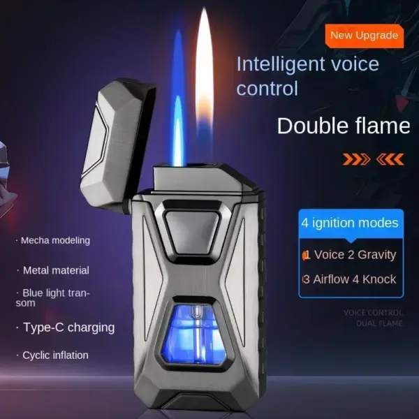 Voice Control Metal Windproof Cigar Lighter Jet Torch - Image 2