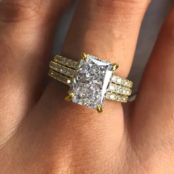 Huitan Elegant 3-Piece Cubic Zirconia Ring Set - Image 4