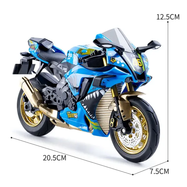 1:10 Yamaha YZF-R1 Kawasaki H2R Diecast Motorcycle Model - Image 4