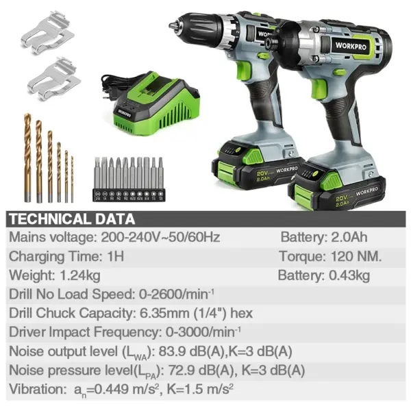 20V Cordless Drill & Impact Driver Kit W004578A - Image 6