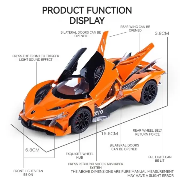 1:32 Apollo Project EVO Diecast Car Toy - Image 4