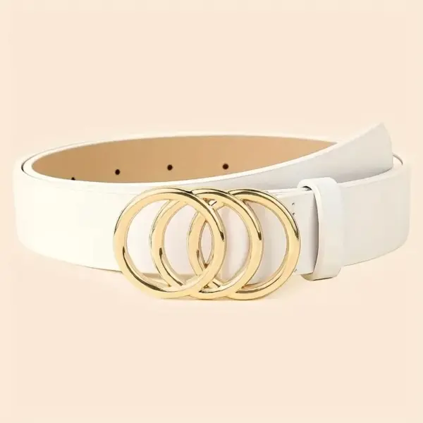 Golden Triple Ring PU Leather Belt for Women - Image 7