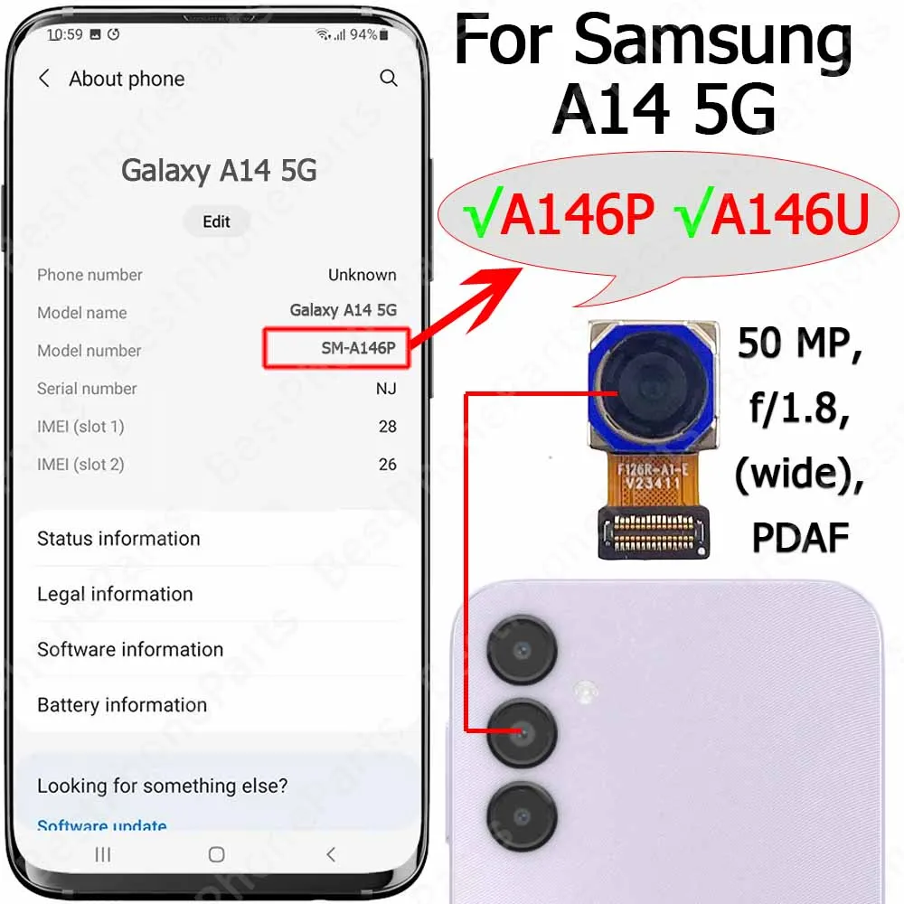Samsung Galaxy A14 Rear Camera Module A146 Series 14 Samsung Galaxy A14 Rear Camera Module A146 Series - Image 14