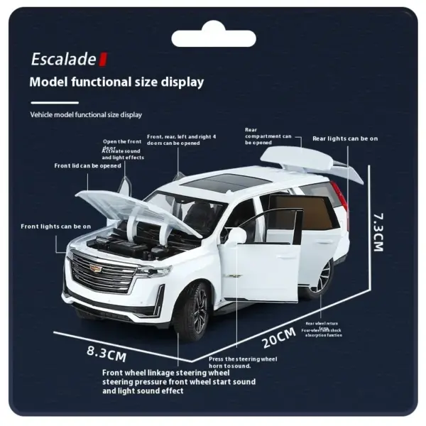 1:24 Cadillac Escalade Diecast SUV Model - Image 3