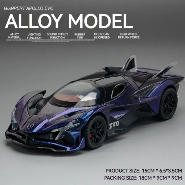 1:32 Apollo Project EVO Diecast Car Toy - Image 9