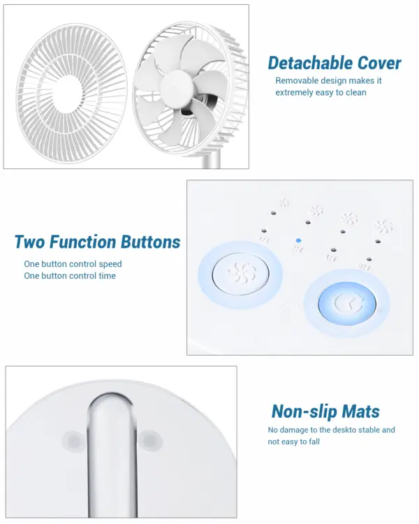 USB Foldable Fan with 4 Speed & Timer F28 - Image 6