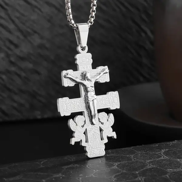 Vintage Christian Cross Stainless Steel Pendant AL20401 - Image 3
