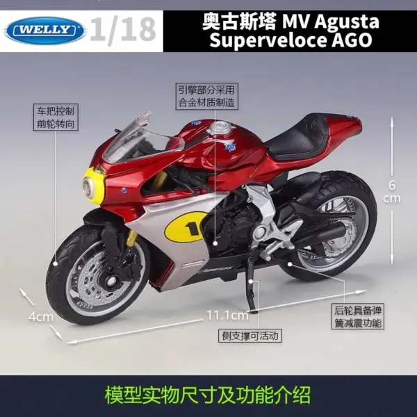 Welly 1:18 MV Agusta Superveloce Diecast Motorcycle Model - Image 2