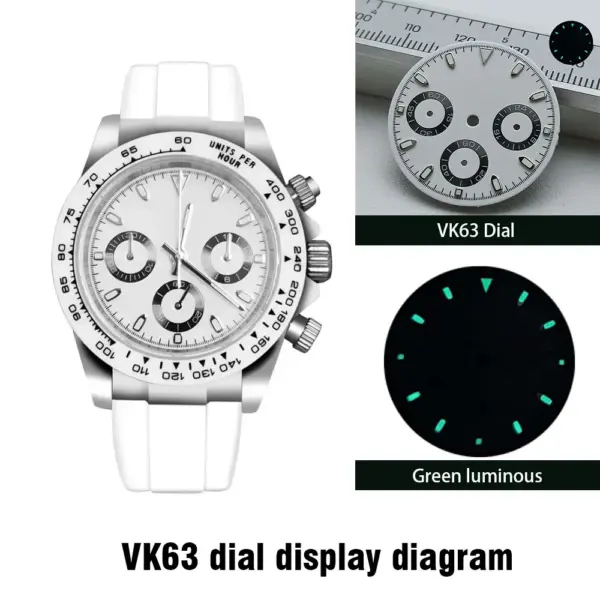 Green Luminous VK63 Watch Dial 29mm for Men - Image 2