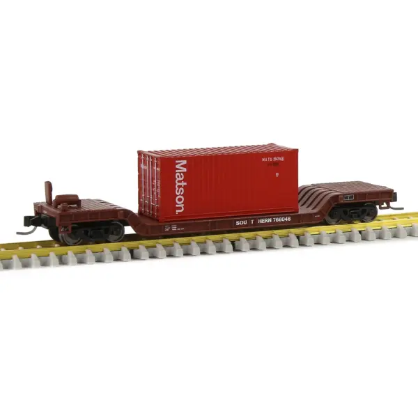 Evemodel N Scale Depressed Center Flat Car Model with 20ft Container - Image 18