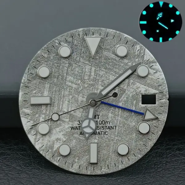 NH34/NH35 Caliber Watch Dial with Blue-Green Luminous Finish - Image 3