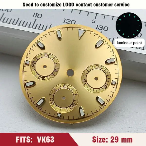 Green Luminous VK63 Watch Dial 29mm for Men - Image 16