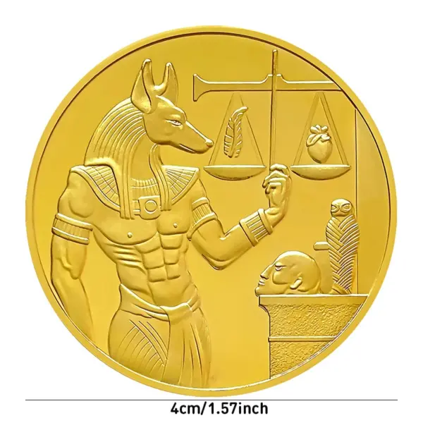 Ancient Egypt Anubis Coin with Pyramid Pattern - Image 2