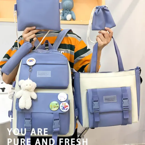 5-Piece Teenage Girl School Backpack Set - Image 2
