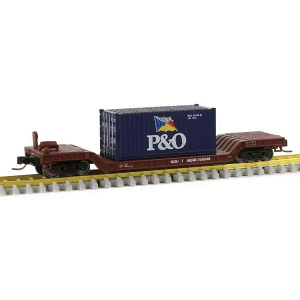 Evemodel N Scale Depressed Center Flat Car Model with 20ft Container - Image 22