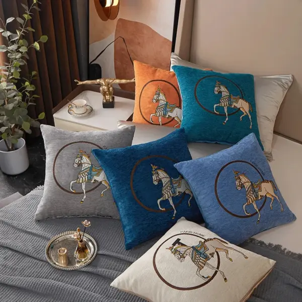 Luxury Horse Embroidery 45cm Cushion Cover - Image 3