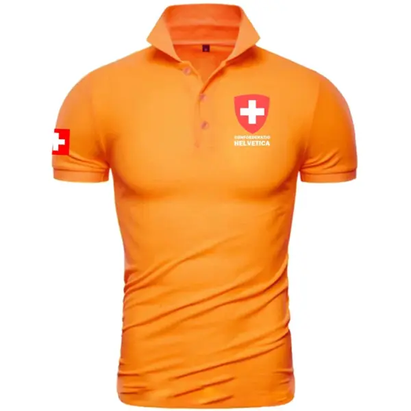 Swiss Confederation Men’s Short Sleeve Polo Shirt - Image 13