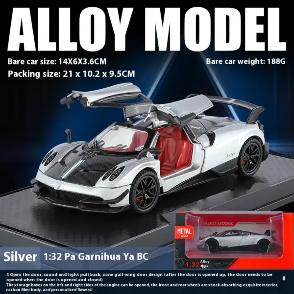1:32 Pagani Huayra BC Diecast Car Model for Collectors - Image 12