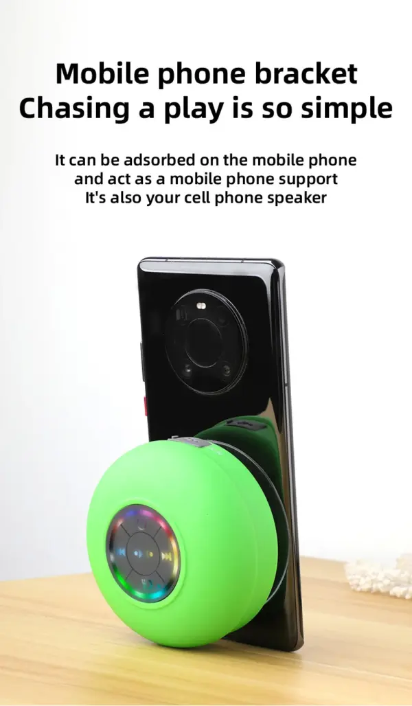 Portable Waterproof Bluetooth Shower Speaker with LED Lights - Image 3