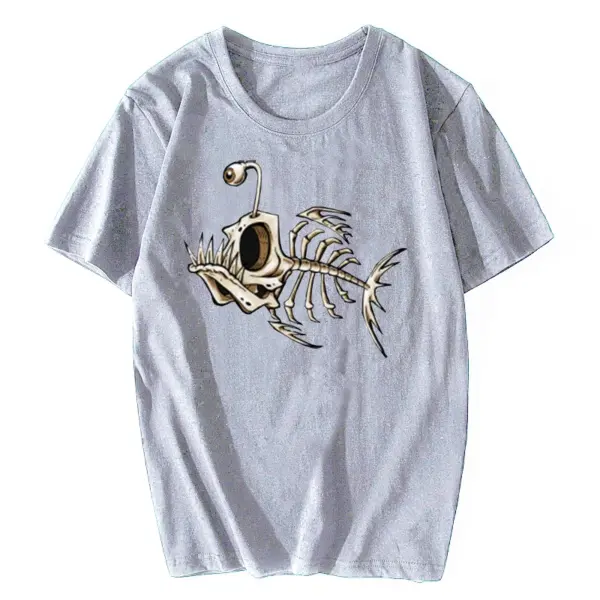 Bonefish Skull Deep Sea Fish Skeleton T-Shirt for Men - Image 4