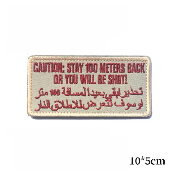 Embroidered Tactical Patch Caution Stay 100m - Image 3