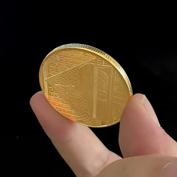 Ancient Egypt Anubis Coin with Pyramid Pattern - Image 3