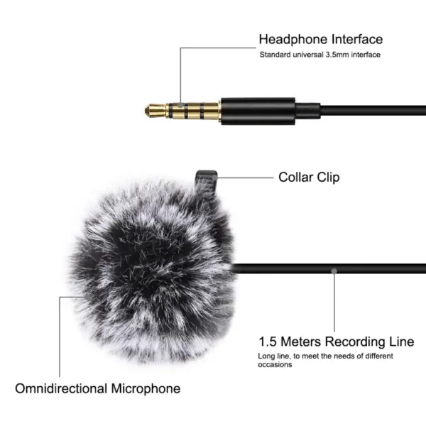 PULUZ 1.5m Lavalier Microphone for Smartphones - Image 3