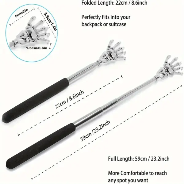 Portable Extendable Stainless Steel Back Scratcher - Image 2