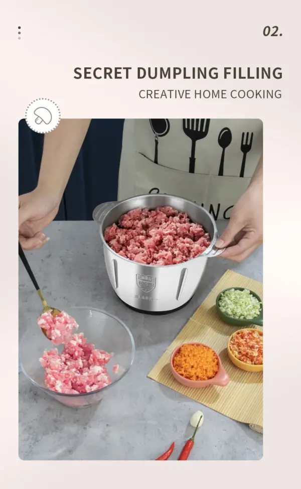 Electric Meat Grinder 2L PDQ Stainless Steel Model - Image 6