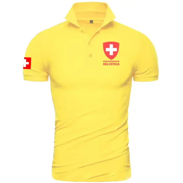 Swiss Confederation Men’s Short Sleeve Polo Shirt - Image 5