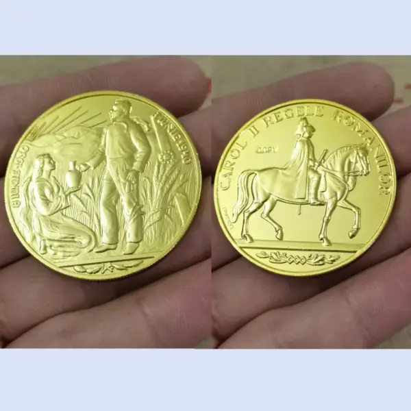 Replica 1940 Romania 12 Ducat Coin Carol II Gold Copy 41mm - Image 6