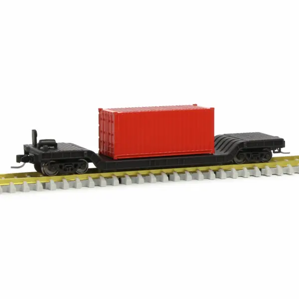 Evemodel N Scale Depressed Center Flat Car Model with 20ft Container - Image 7