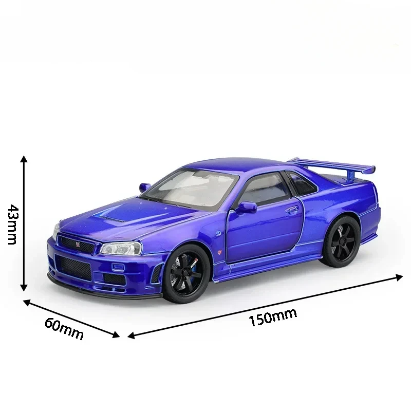 1:32 Nissan Skyline GTR R34 Diecast Car Model 6 1:32 Nissan Skyline GTR R34 Diecast Car Model - Image 6