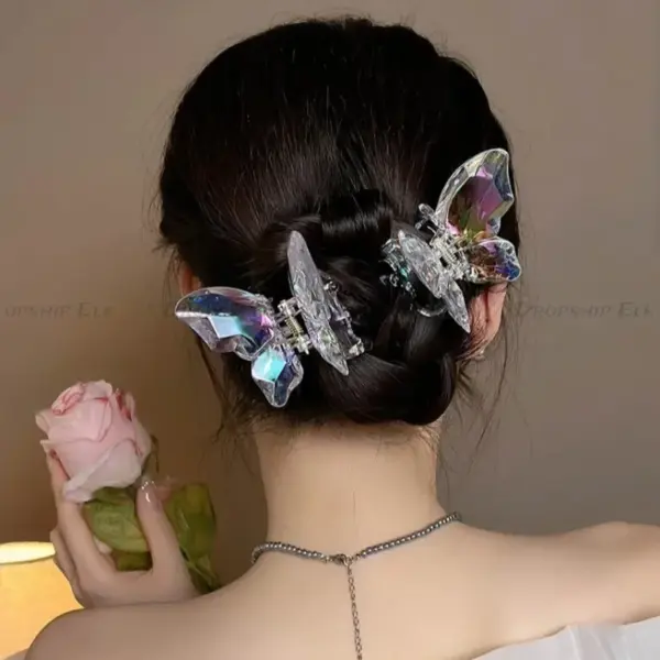 Large Transparent Butterfly Mermaid Hair Claw - Image 2