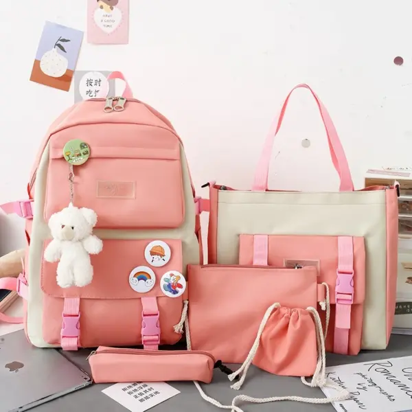 5-Piece Teenage Girl School Backpack Set - Image 3